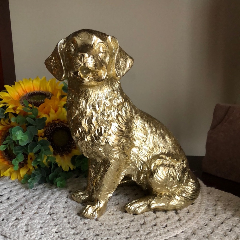 Golden Retriever Gold Dog Figurine Home Accent -Resin Statue